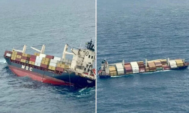 ಕೇರಳ : ಸರಕು ಸಾಗಣೆ ಹಡಗಿನಲ್ಲಿದ್ದ ತೈಲ ಕಂಟೇನರ್‌ಗಳು ಸಮುದ್ರಪಾಲು – ಹೆಚ್ಚಿದ ಆತಂಕ