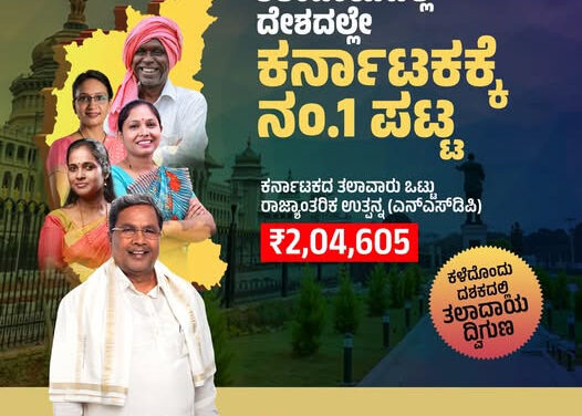 ತಲಾದಾಯದಲ್ಲಿ ದೇಶದಲ್ಲೇ ಕರ್ನಾಟಕಕ್ಕೆ  ನಂ.1 ಪಟ್ಟ