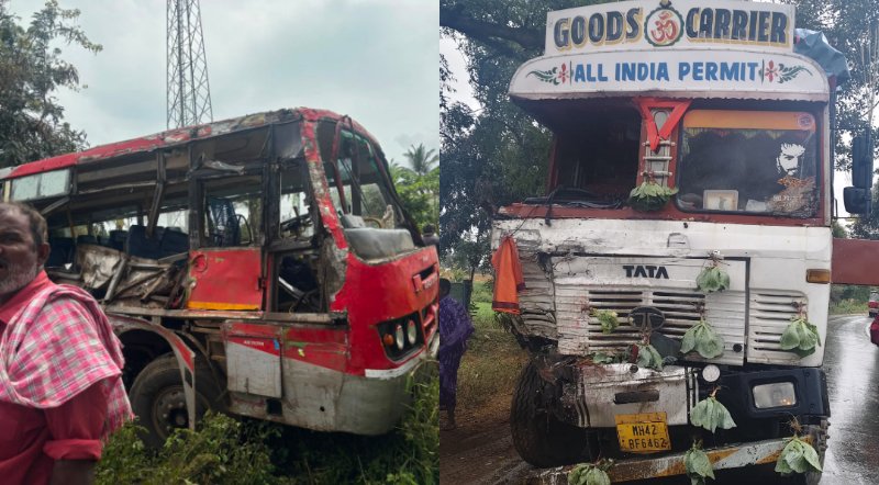 ಸಾರಿಗೆ ಬಸ್, ಲಾರಿ ಮುಖಾಮುಖಿ ಡಿಕ್ಕಿ – ಓರ್ವ ಸಾವು, 6 ಮಂದಿಗೆ ಗಂಭೀರ ಗಾಯ