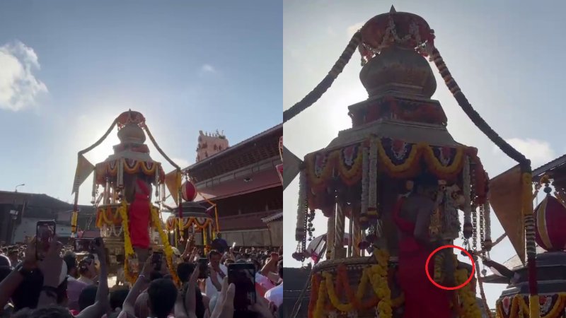 ವಿಟ್ಲಪಿಂಡಿ ಉತ್ಸವ ವೇಳೆ ರಥದಿಂದ ಕೆಳಗೆ ಬಿದ್ದ ಮಣ್ಣಿನ ಮೂರ್ತಿ